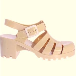 Eggshell Chunky Gladiator Jelly Caged Sandals NIB